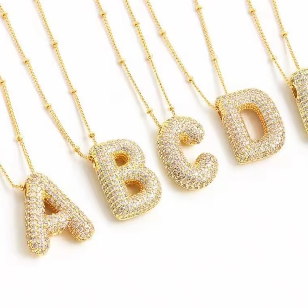 N Gold Initial Crystal Necklace - Picture 6 of 8